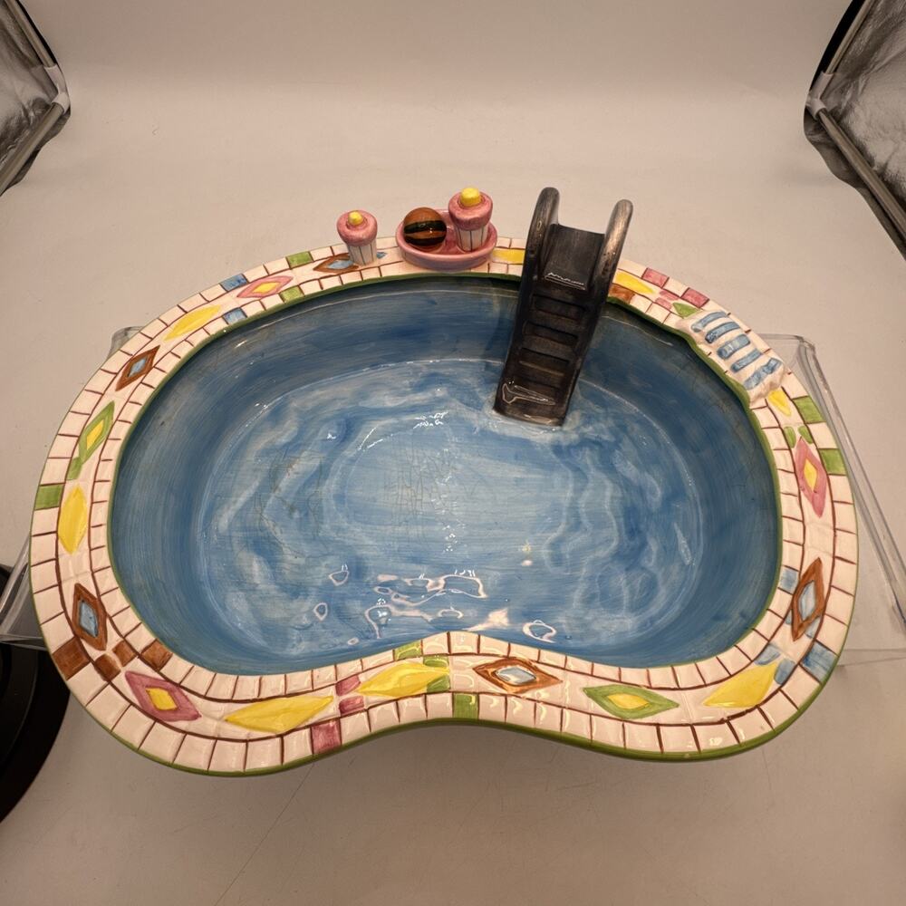 LOTUS 1995 Chip Bowl Swimming Pool ONLY Party Vintage Tile Artsy Decor Home Pop